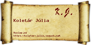 Koletár Júlia névjegykártya