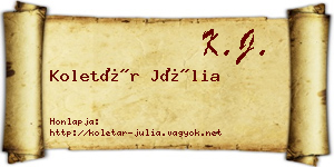 Koletár Júlia névjegykártya